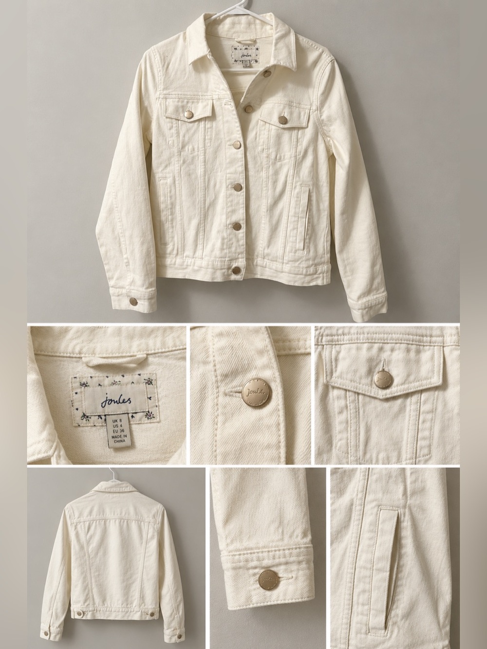 Joules Off White Denim Jean Jacket - Size Small - Size 4
